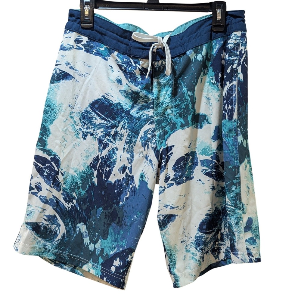 Old‎ Navy California Mens Blue Abstract Wave Board Shorts Swim Trunks Size 32